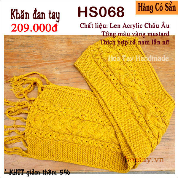 Khăn đan tay màu vàng mustard