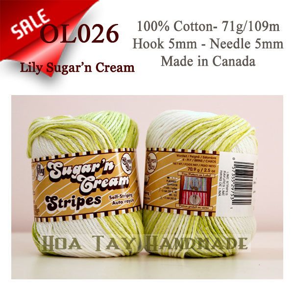 Len Cotton Lily Sugar'n Cream màu Lime Stripes
