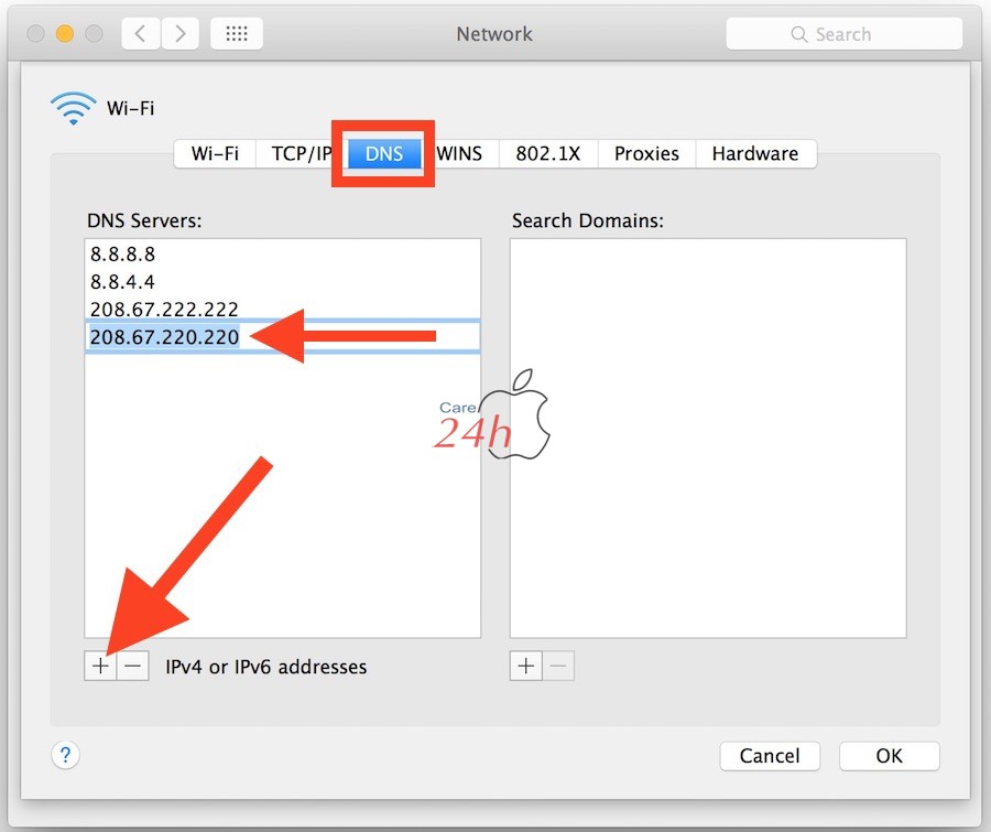 Đổi DNS Mac OS 10
