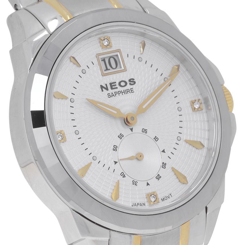 Đồng Hồ Neos N-30830M Nam Dây Thép Bạc Phối Vàng