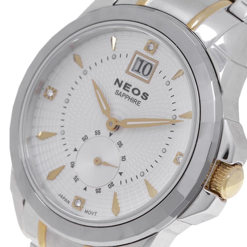 Đồng Hồ Neos N-30830M Nam Dây Thép Bạc Phối Vàng