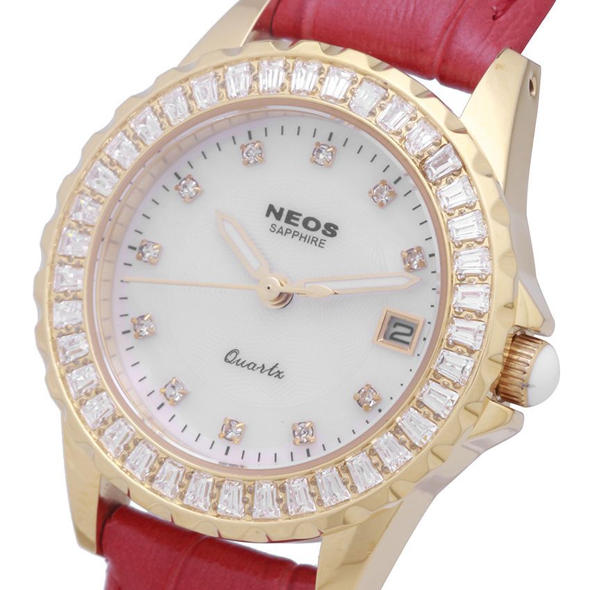 Đồng Hồ Neos N-20690AL Nữ Dây Da Đính Kim Cương