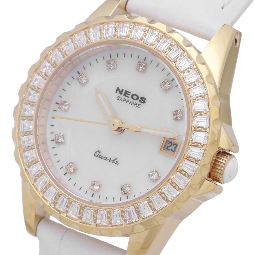 Đồng Hồ Nữ Neos N-20690AL Dây Da Trắng Sữa Chính Hãng