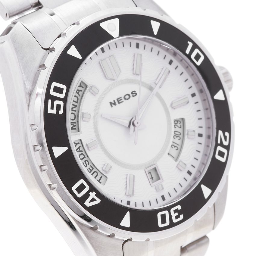 Đồng Hồ NEOS Chính Hãng 70030M Dây Thép Mặt Trắng