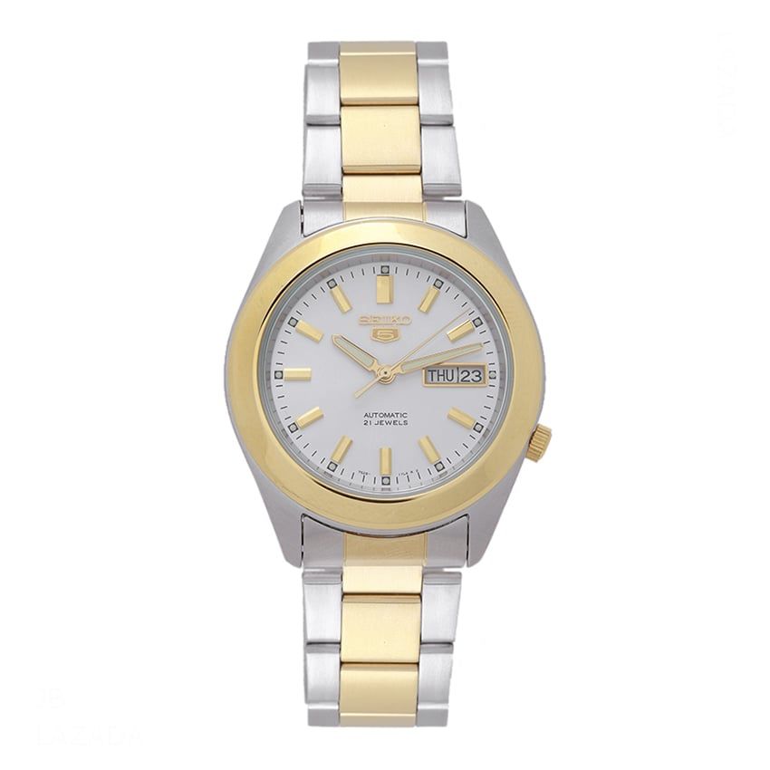 Đồng Hồ Seiko 5 Nam Dây Thép Bạc Phối Vàng