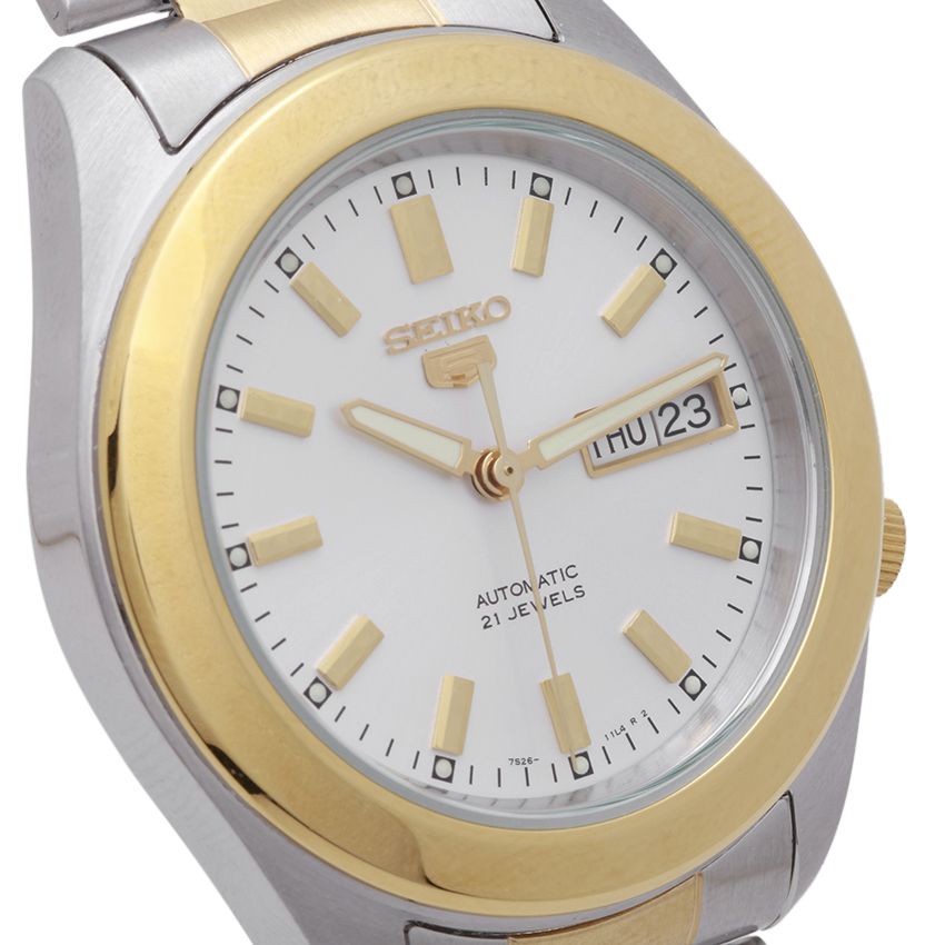 Đồng Hồ Seiko 5 Nam Dây Thép Bạc Phối Vàng