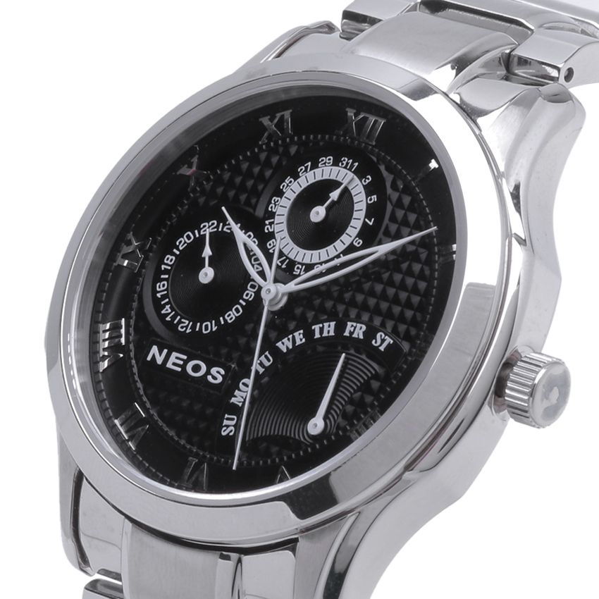 Đồng Hồ Neos N-30724M Nam 6 Kim Dây Thép Bạc