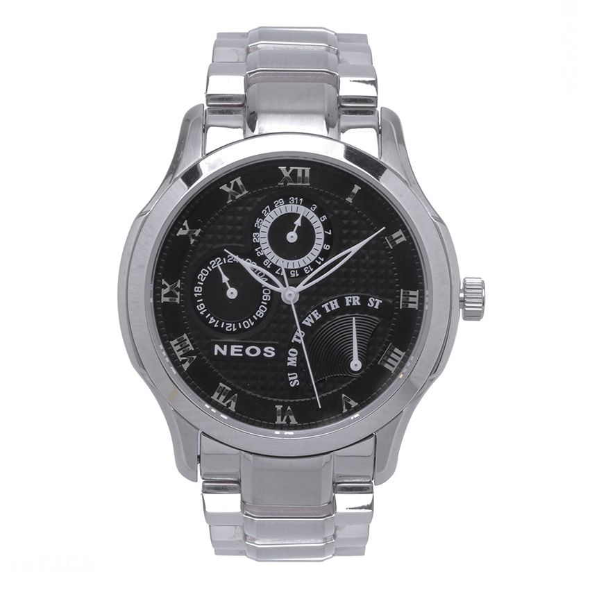 Đồng Hồ Neos N-30724M Nam 6 Kim Dây Thép Bạc