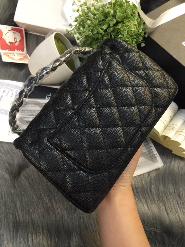 Túi xách Chanel classic da hột khoá bạc hàng chuẩn F1 size 20cm -Giao tại Shop Đẹp102