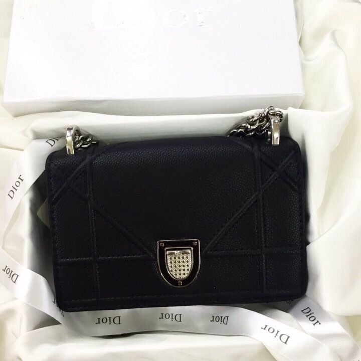 Túi xách Dior da lì F1 size 18cm màu đen đẹp