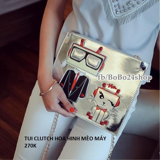 TÚI CLUTCH HỌAT HÌNH MÈO MÁY