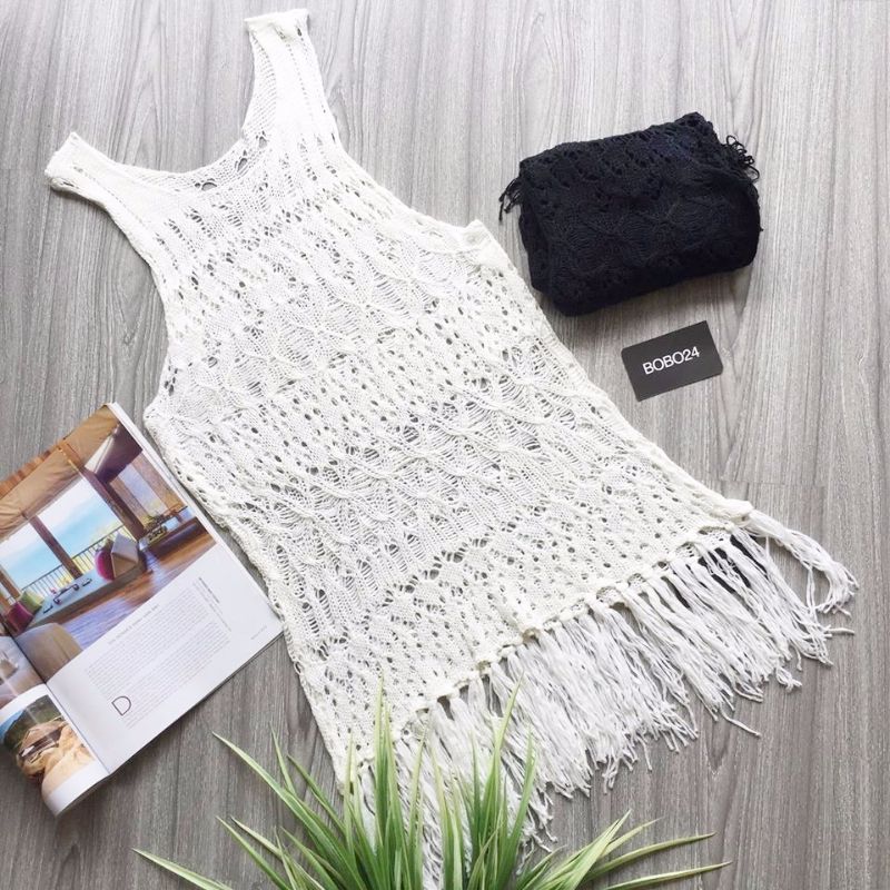 ĐẦM KIỂU LEN MÓC BIKINI NÁCH RỘNG