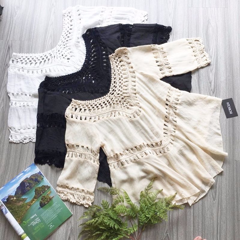 ÁO REN XÔ VẠT NHỌN 1 TẦNG BOHO