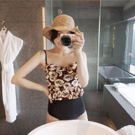 BIKINI 1 MẢNH HOA QUẦN ĐEN STYLE NANDA