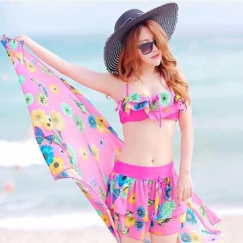 BIKINI 3 MẢNH - KHĂN HOA - CV & ÁO BÈO TỪNG
