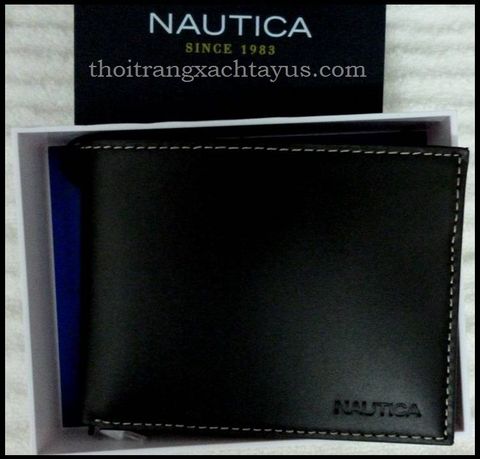 BN 42 - BÓP DA HIỆU " NAUTICA " DA ĐEN MỜ cực sang /mới về