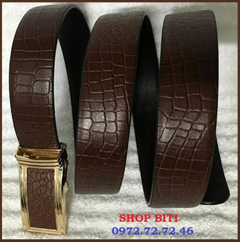 03 - DNV - DÂY NỊT VÂN DA CÁ SÂU màu nâu búp móc ( DA 100% )