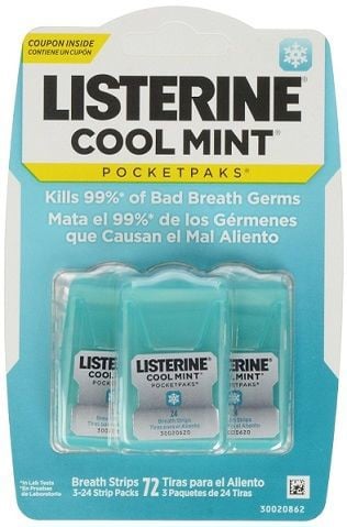 Miếng ngậm thơm miệng Listerine PocketPaks Breath strips - vị Cool Mint 72 miếng