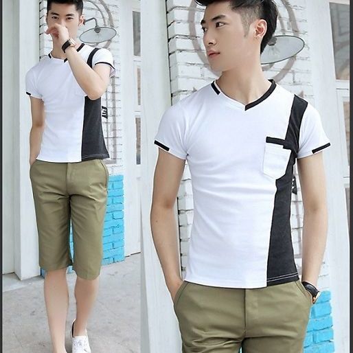 Hugo - Áo thun cổ tim phối màu HQ cao cấp BB1203