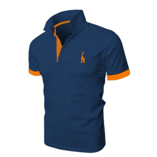 Hugo - Áo thun Logo Hưu Cao Cổ cao cấp HU_08 xanh long cong