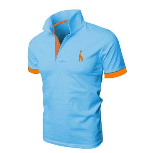 Hugo - Áo thun Logo Hưu Cao Cổ cao cấp HU_07 xanh thien thanh