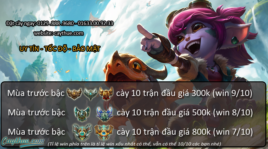 Cày thuê elo, cay thue elo, bảng giá cày thuê elo, bang gia cay thue elo
