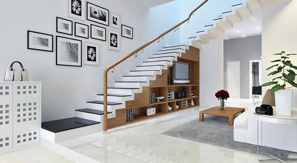 Những mẫu nội thất phòng khách có cầu thang