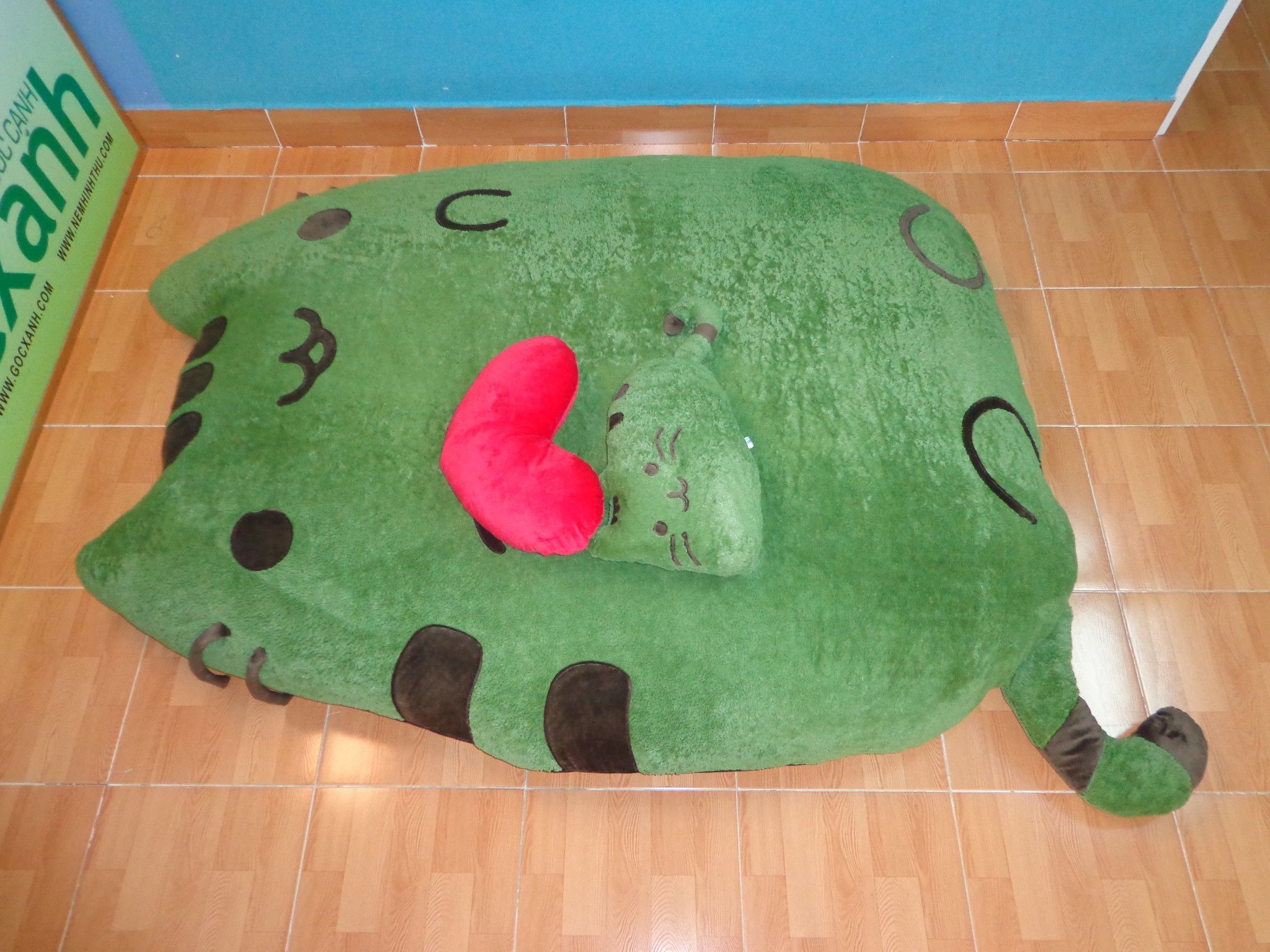 Nệm mèo Pusheen xanh rêu cá tính (1.6 x 2.1m)