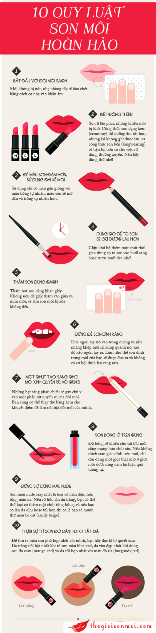 10 bước để có đôi môi hoàn hảo