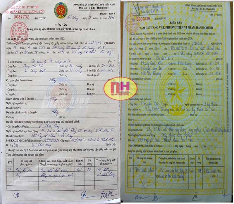 biên bản vi phạm
