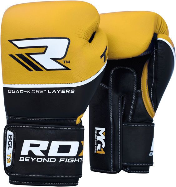 GĂNG TAY RDX QUAD-KORE LEATHER TRAINING GLOVES - YELLOW