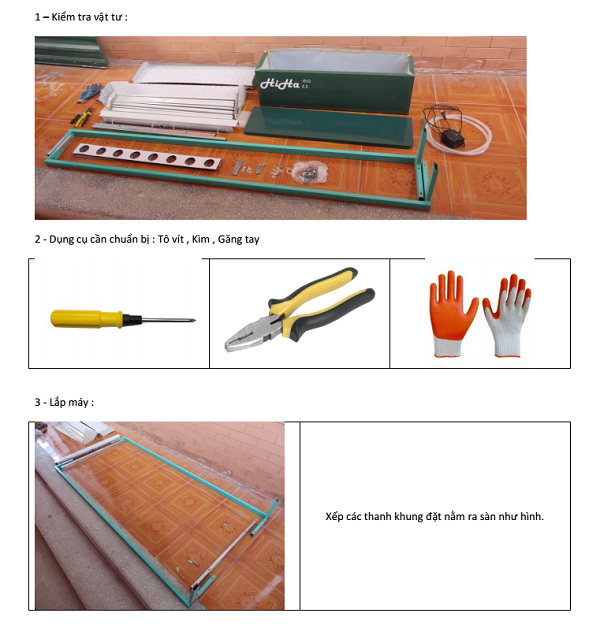 Bước 1 lắp hệ thống trồng rau thủy canh HiHa 2.2