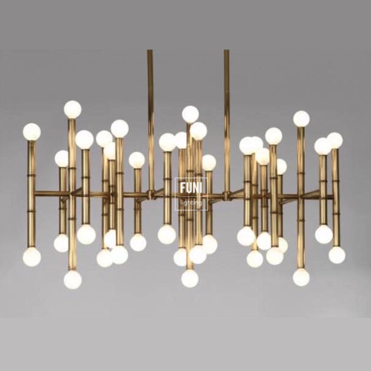 Đèn chùm chữ nhật | Hợp kim - Màu vàng kim