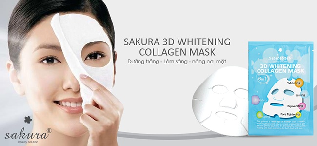 cham soc da bang mat na trang da nang co sakura 3d whitening collagen mask