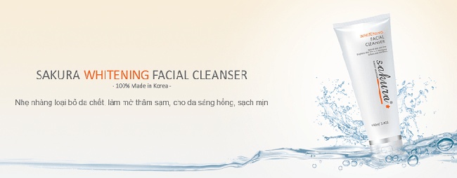tac dung sua rua mat trang da sakura whitening facial cleanser