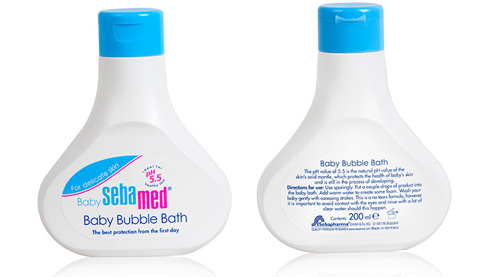 sua tam tao bot diu nhe cho be sebamed ph 5 5 baby bubble bath