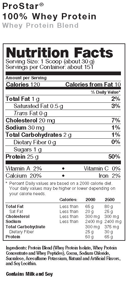 Prostar Whey facts