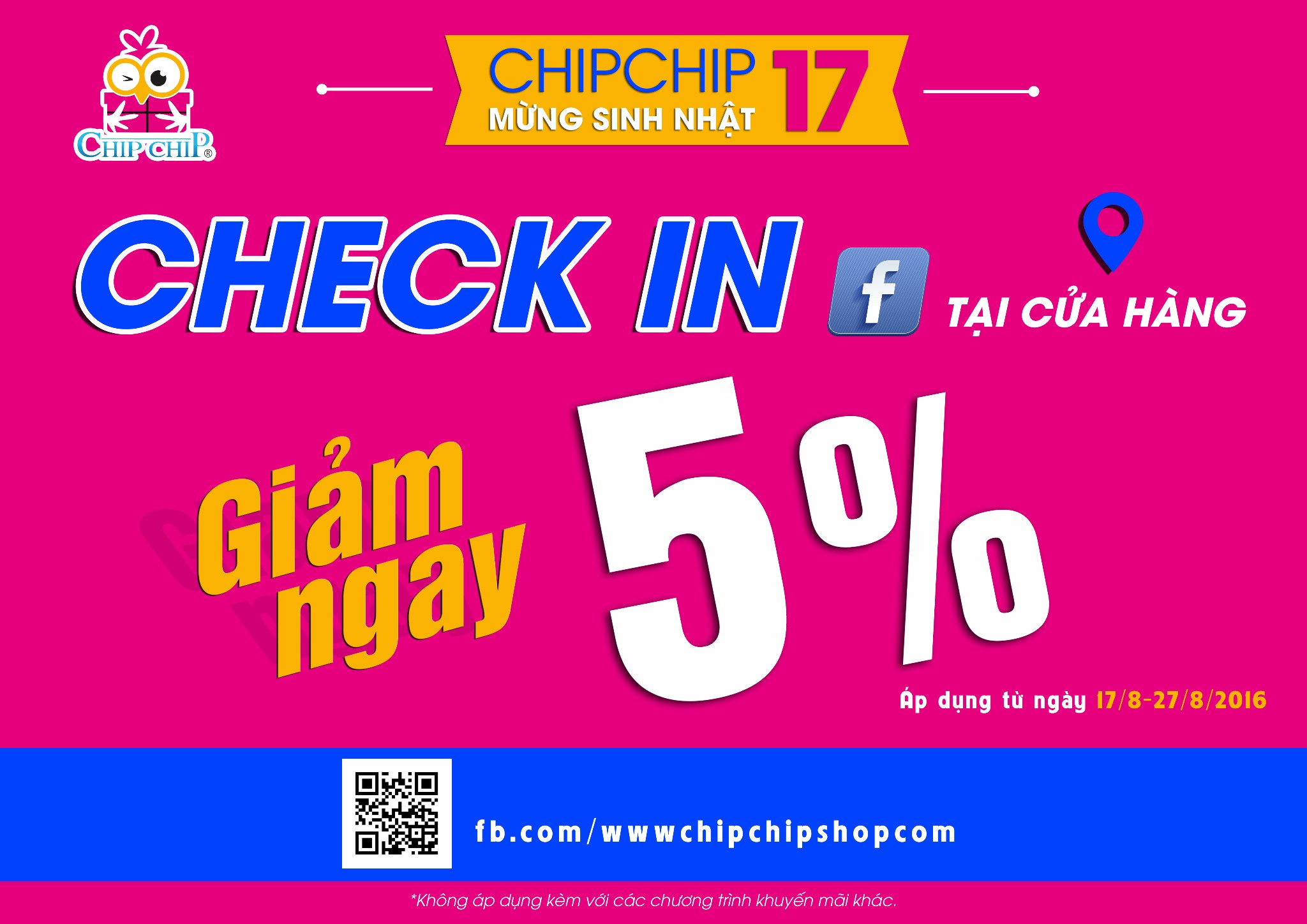 Giảm 5% khi checkin Facebook