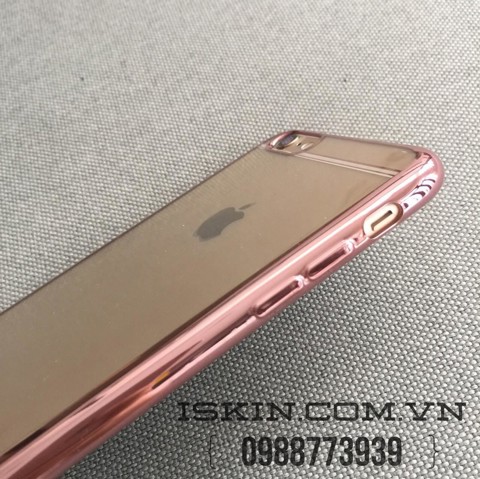 Ốp Lưng Iphone 6/6s Plus CH iSecret+, Silicon dẻo viền vàng hồng Rose Gold Giá rẻ Đẹp Cao Cấp TpHcm