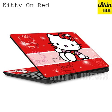 Miếng Dán Skin Trang Trí Laptop Hình Kitty Nơ Đỏ Dễ Thương
