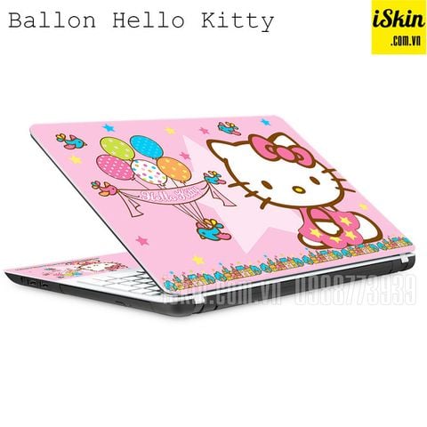 Miếng Dán Skin Trang Trí Laptop Hình Hello Kitty Và Bóng Bay Dễ Thương