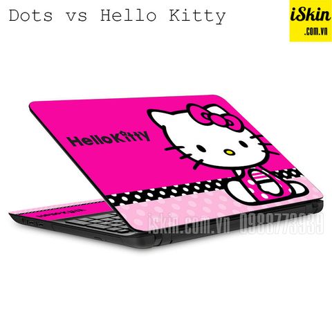 Miếng Dán Skin Trang Trí Laptop Hình Hello Kitty Áo Chấm Bi Cute