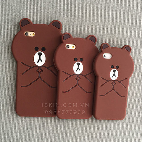 Ốp Lưng Iphone 5/5s Gấu Brown Line nhút nhát, silicon dẻo nổi, dễ thương, rẻ, đẹp, Tphcm