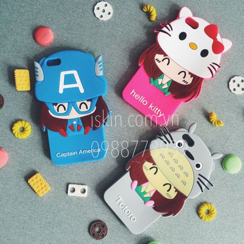 Ốp lưng Iphone 6/6s silicon Chibi Totoro, Hello Kitty, Captain American dễ thương Giá Rẻ TpHcm