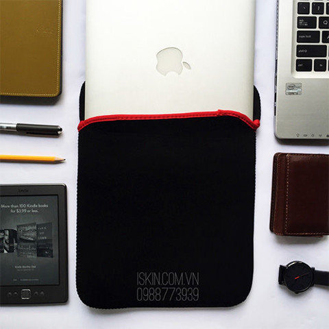 Túi chống sốc laptop 13.3" 13.6" 13" viền đỏ dạng nhét đứng hai da
