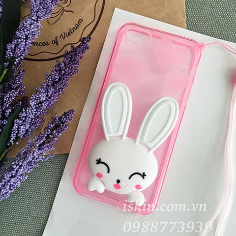 Ốp lưng Iphone 6/6s Thỏ Bunny dễ thương, có dây đeo, có chống máy