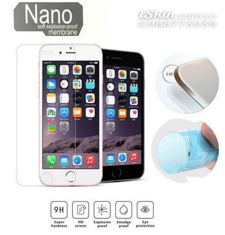 Miếng dán cường lực Iphone 6/6s+ NANO PRO, không bể