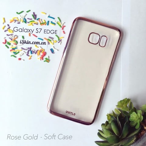 Ốp Lưng Samsung Galaxy S7 Edge Uyitlo Trong Dẻo Viền Xi Rose Gold