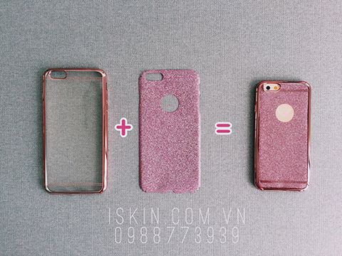 Ốp lưng Iphone 6/6s iSecret+ kim tuyến silicon dẻo, 2in1, xài hai kiểu, giá rẻ, Tphcm