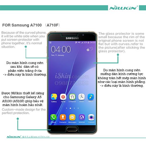 Miếng Dán Kính Cường Lực Samsung Galaxy A7 2016 Amazing H Nillkin chính hãng